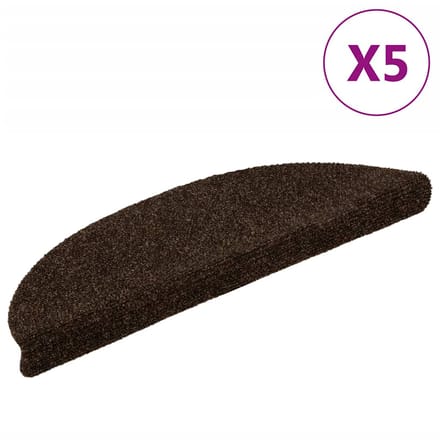 vidaXL - Trapmatten - Zelfklevend - 5 - stuks - 56x17x3 - cm - Bruin - Halfrond