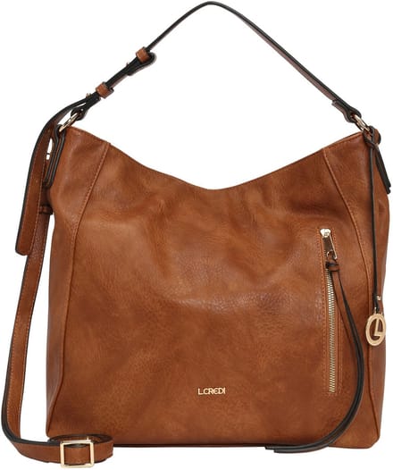 L.CREDI Schoudertas Jana Hobo Cognac Lichtbruin