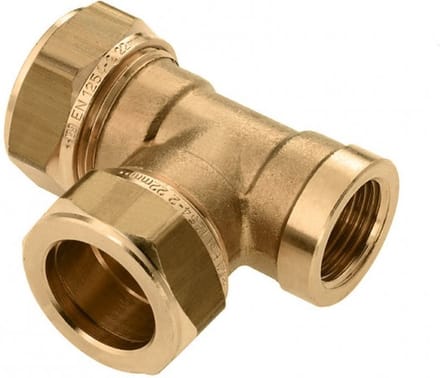 Bonfix messing knelfitting T-stuk koppeling binnendraad 15mm x 15mm x 1/2inch FFRp
