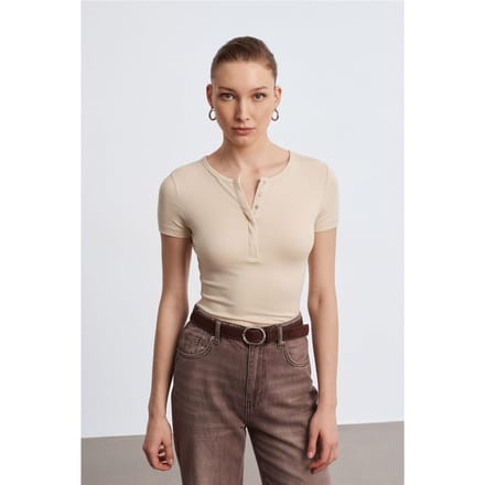 Slim Fit Crop Jersey Blouse