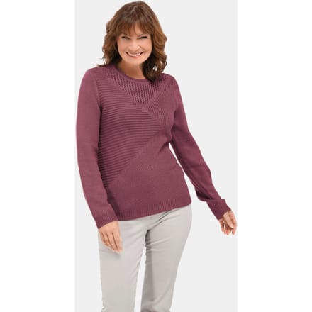 Onderhoudsarme pullover met hoogwaardige ribstructuur - bessen - Gr. 21 van Goldner Fashion