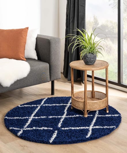 Rond berber vloerkleed - Habitat marineblauw/wit 280