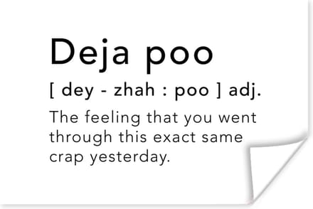 Poster Spreuken - Quotes - The feeling that you went through this exact same crap yesterday - Deja poo - 120x80 cm