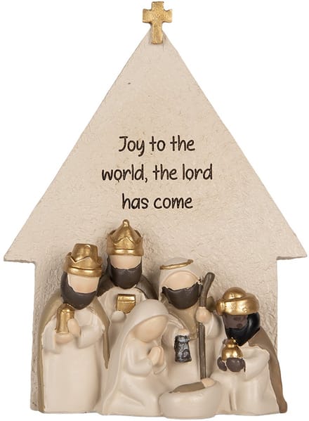 Clayre & Eef Kerstdecoratie Beeld Kerstgroep 16x6x21 cm Beige Kunststof
