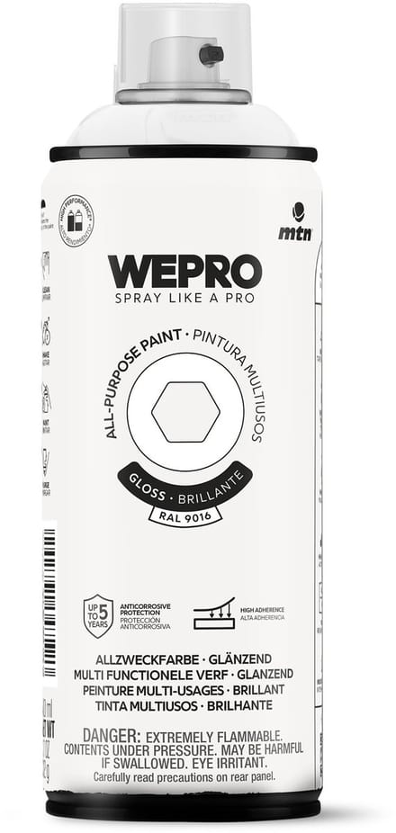 Spuitbus Ral 9016 Glans MTN WEPRO ALL-PURPOSE PAINT 400ML