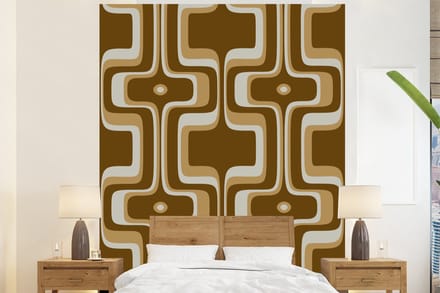Behang - Fotobehang Retro - Design - Bruin - Breedte 180 cm x hoogte 220 cm