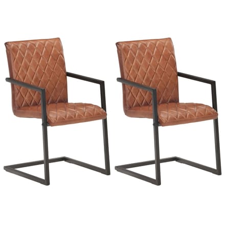 vidaXL - Eetkamerstoelen - 2 - st - echt - leer - bruin
