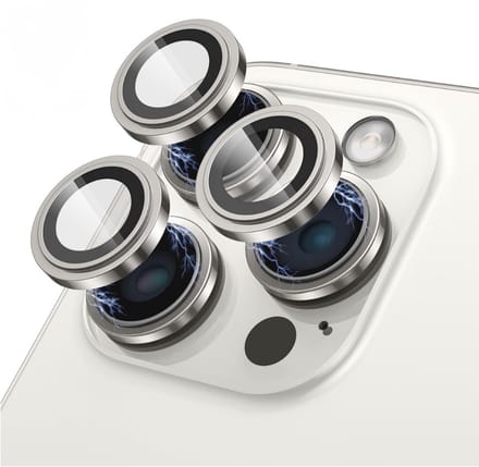Viewr Camera Lens Protector iPhone 15 Pro / 15 Pro Max – 9H Gehard Glas Camerabeschermer – Met Installatieframe – Zilver