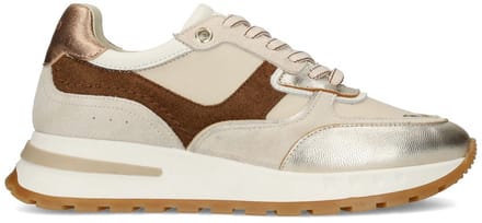Manfield - Dames - Gouden leren sneakers met met multicolor details - Maat 41