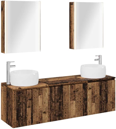 vidaXL - Badkamerkast - set - 5 - st - Oud - hout - Bewerkt - hout