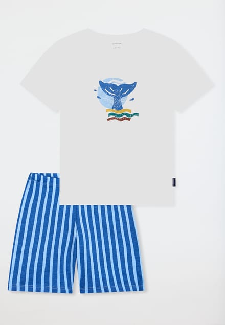 Korte pyjama met strepen, off-white - Kids Nightwear 92