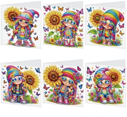 Diamond Painting Kaarten - Verjaardag - Regenboog - Feest - Taart - Bal