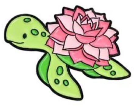 Pin Broche - enamel pin - kledingspeld - Bloemetjes schildpad
