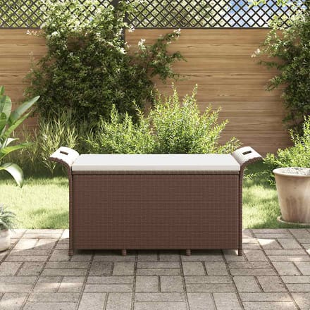 vidaXL - Tuinbank - met - kussen - 116x46x57 - cm - poly - rattan - bruin