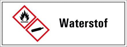 Waterstof GHS tekststicker 200 x 75 mm