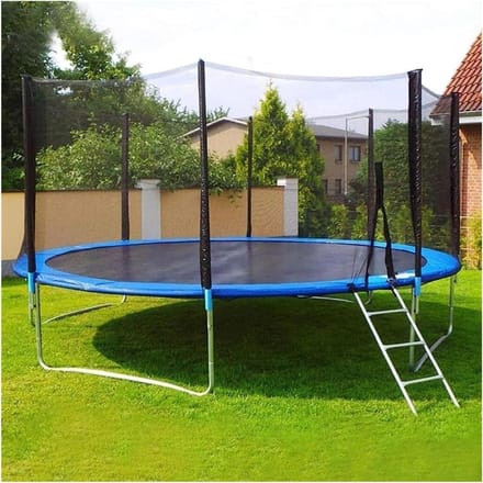 Trampoline Veiligheidsnet - Vervangend Net - Veilig Springen - Scheurbestendig Materiaal - 16ft 12 Palen - Grijs