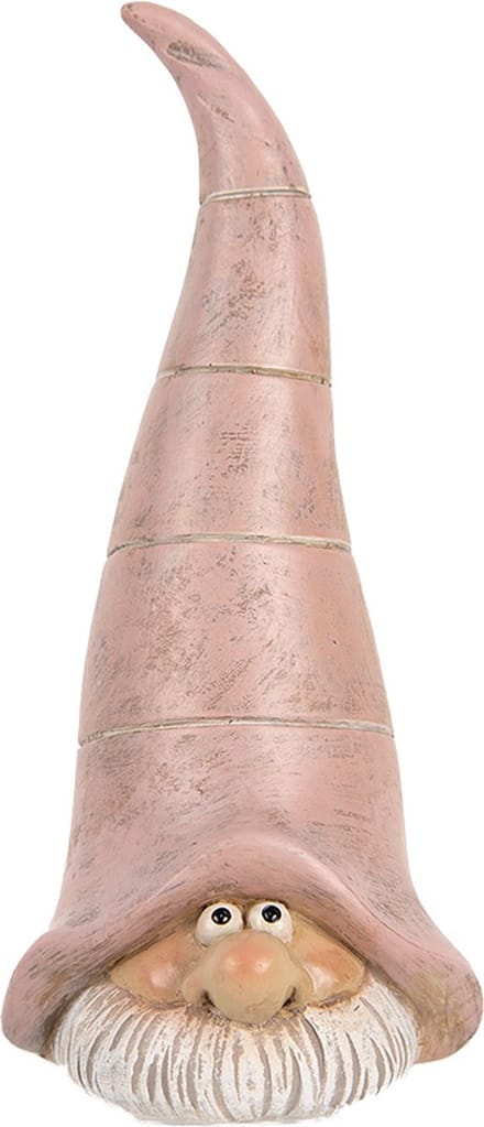Clayre & Eef Decoratie Beeld Kabouter 6x6x13 cm Roze Kunststof