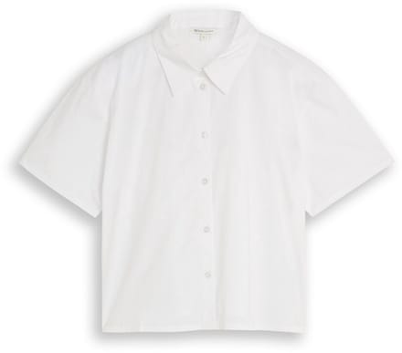 Tom Tailor Denim - Boxy fit overhemdblouse met borduursels - Maat M - white tonal daisy embroidery