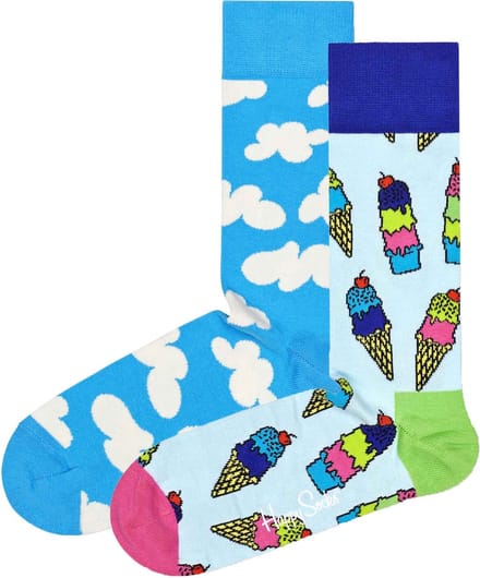 Happy Socks unisex giftbox 2P sokken sunny day blauw