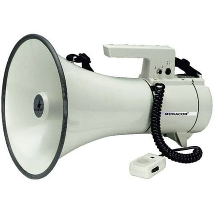 Monacor TM-35 Megafoon Met handmicrofoon, Met draagriem, Met geluiden