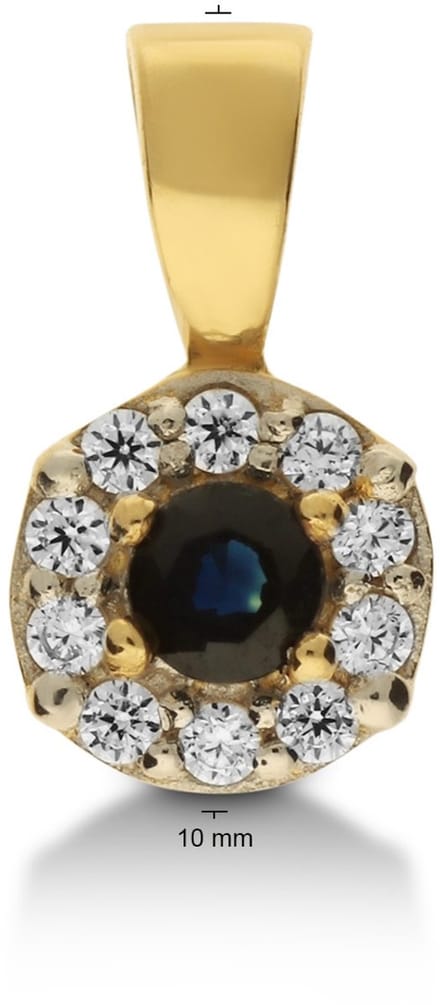 Glow 220.1034.00 Dames Hanger - Sieraad - 14 Karaat Goud - Saffier - 1 cm lang