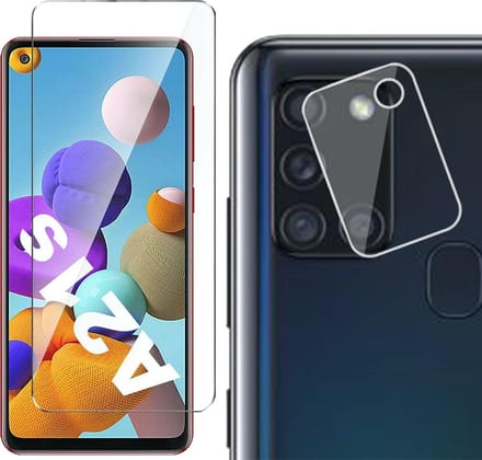 Screenprotector geschikt voor Samsung Galaxy A21s - Camera Screen Protector Glas