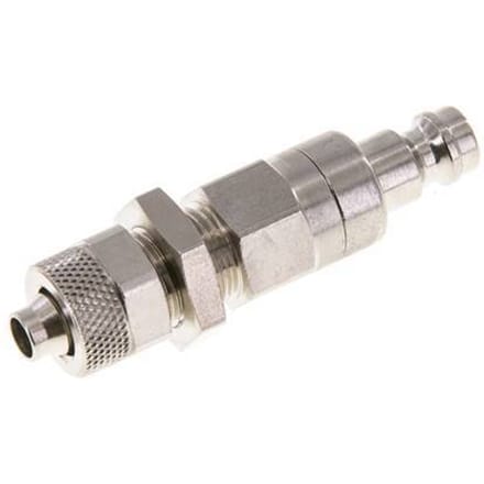 Vernikkeld Messing DN 5 Luchtkoppeling Insteeknippel 6x8 mm Push-On Schotkoppeling Double Shut-Off - CLP5-NB-BN-SV-6