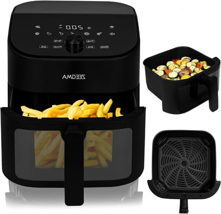 Heteluchtfriteuse - Airfryer - Gezond Koken - Snelle Opwarming - 6.5 Liter - Zwart