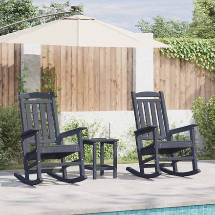 vidaXL - Schommelstoel - 3 - st - Marineblauw - Polyetheen