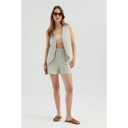 Gestreepte Hoge Taille Elastische Taille Kortebroek