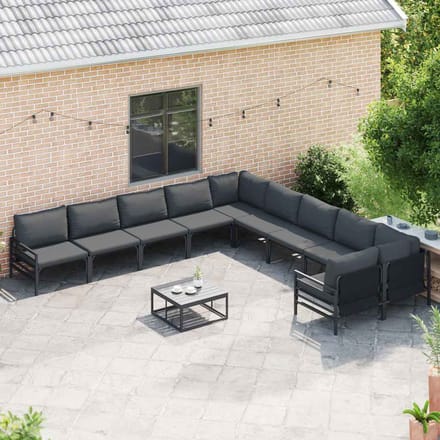 vidaXL - Tuinbank - Set - 10 - st - Zwart - Staal
