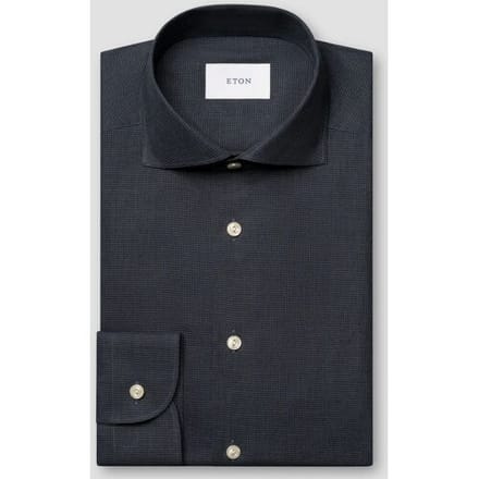 Eton Overhemd Allover Micro Check Brushed Cotton Signature Flanel Navy / male