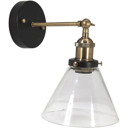PR Home Lambda wandlamp, messing/helder, Ø 18 cm, glas
