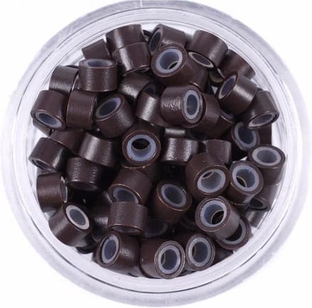 Akyol - Microringen met siliconen bruin - 100 stuks - micro ringen -extensions ringen bruin -siliconen ring