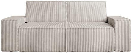 Vente-unique Zitbank – 2 plaatsen – Beige ribfluweel – AMELIA