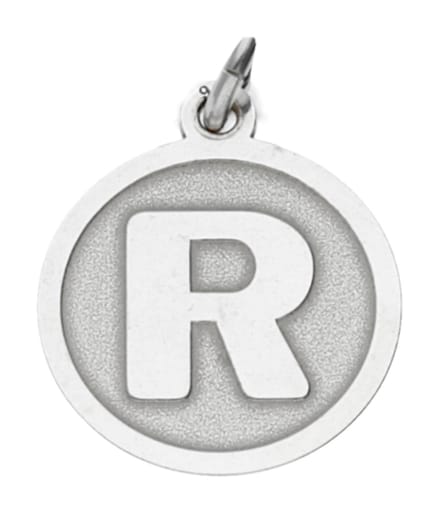 Zilveren Letter R rond mat en glans kettinghanger