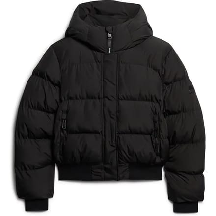 Superdry Sports Puffer Bomberjack met Capuchon Zwart Grootte: 40