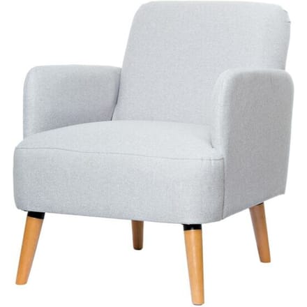 Fauteuil Paperflow Brooks - massief hout - retrodesign - gestoffeerd - polyester bekleding - grijs