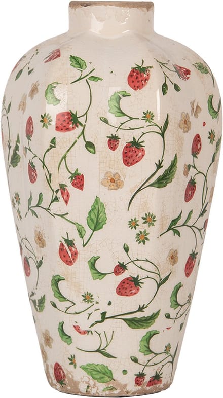 Clayre & Eef Vaas Ø 17x29 cm Beige Keramiek Bloemen