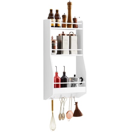 SoBuy KCR12-W Badkamerplank - Witte Multifunctionele Plank met Haken