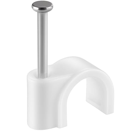 Goobay Kabelklem van 7 mm met gegalvaniseerde spijker voor wandmontage, wit