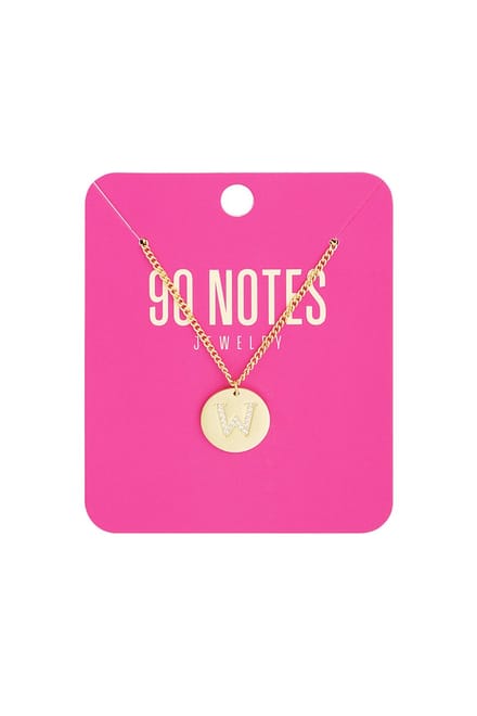 90 NOTES - Initial Strass Ketting - Letter W - goudkleurig