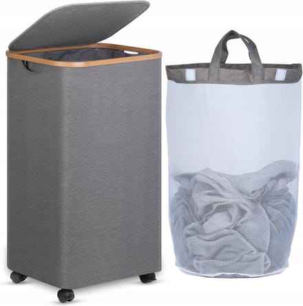 SolidKeus - Wasmand met Wielen en Deksel van 100L