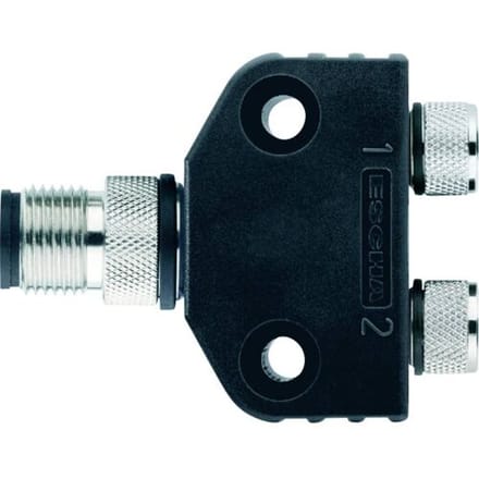 Escha 8013058 Sensor/actuator verdeler en adapter M12 Aantal polen (sensoren): 4, 3 Adapter 1 stuk(s) Piece
