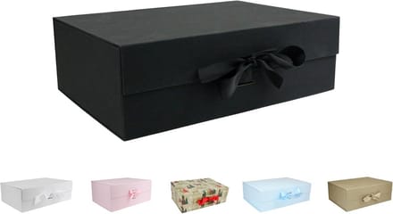 Luxe Zwarte Geschenkdoos met Magneet en Lint - Set van 5 - 33x25x12 cm