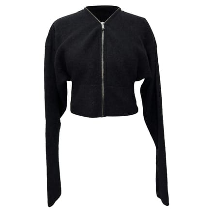 Rick Owens Batwing Klaus Zip Cardigan in zwarte alpacawol
