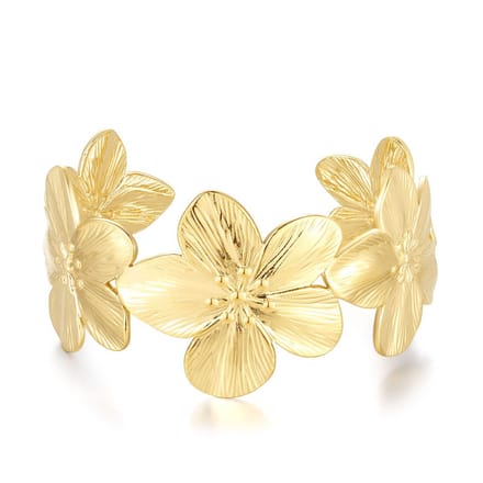 Twice As Nice Armband in goudkleurig edelstaal, bangle met bloemen 19cm