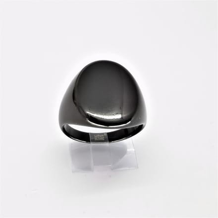 Schitterend - Stoer - RVS ovale mannen zegelring maat 20 zwart glans coating.