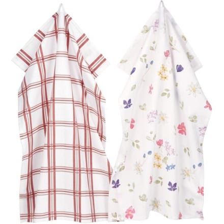 LIVARNO Set van 2 theedoeken 50 x 70 cm (Rood)