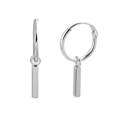 Zilver Gerhodineerde Oorringen balkje 1333130